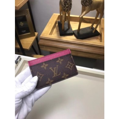AAA 1:1 Louis Vuitton Monogram Canvas CARD HOLDER M60703 rose GL04647