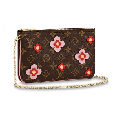 Copy Designer Louis Vuitton POCHETTE DOUBLE ZIP M63905 Rose Ballerine Pink GL02058