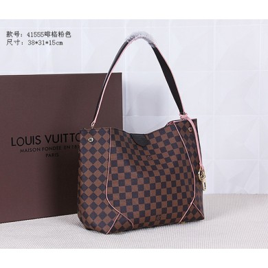 Louis Vuitton Monogram Damier Ebene Canvas Caissa HOBO Bag 41555 Pink GL03753