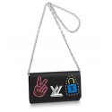 Hot Louis Vuitton original Epi leather TWIST CHAIN WALLET M63320 black GL01638