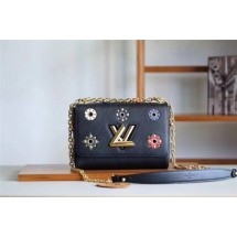 AAA 1:1 2017 newest louis vuitton TWIST DENIM Original leather Shoulder Bag 54217 black GL01358
