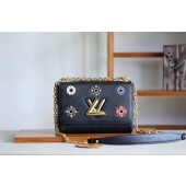AAA 1:1 2017 newest louis vuitton TWIST DENIM Original leather Shoulder Bag 54217 black GL01358