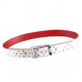 Louis Vuitton LV Initiales Monogram Multicolore Belt M9070R Blanc GL01766